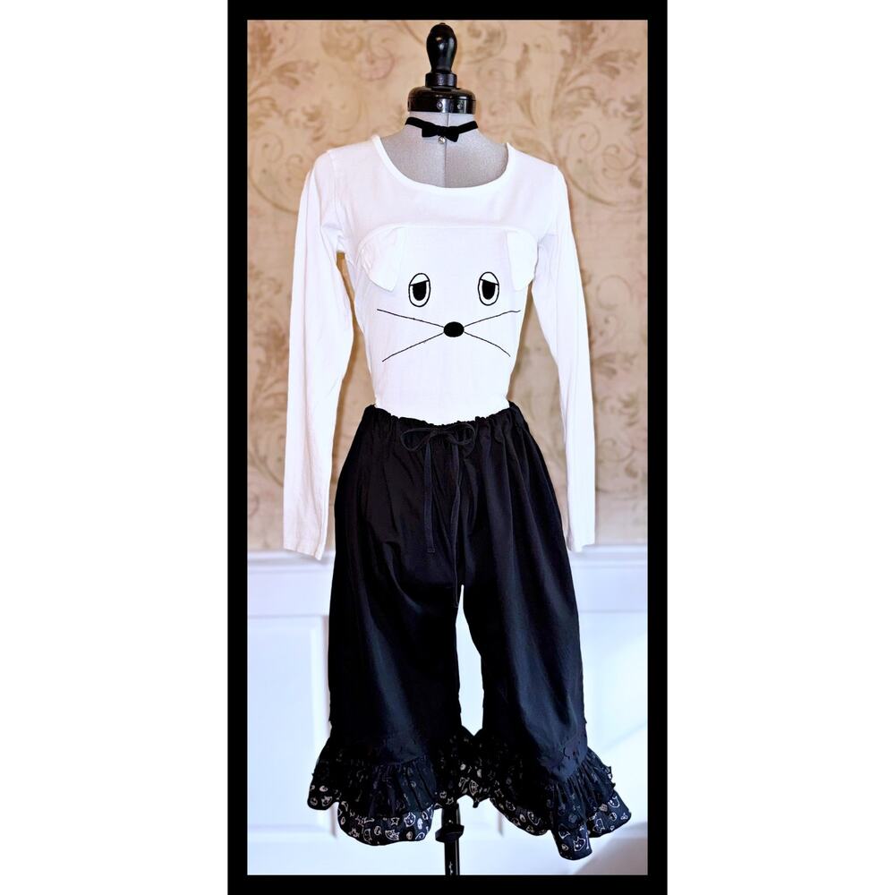PEACE NOW & MINT NeKO Cat Blouse Shirt Bloomer Pants Set Punk Visual Kei Goth